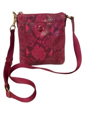Coach Red Python Embossed Leather  Crossbody Messenger Bag Purse Clutch